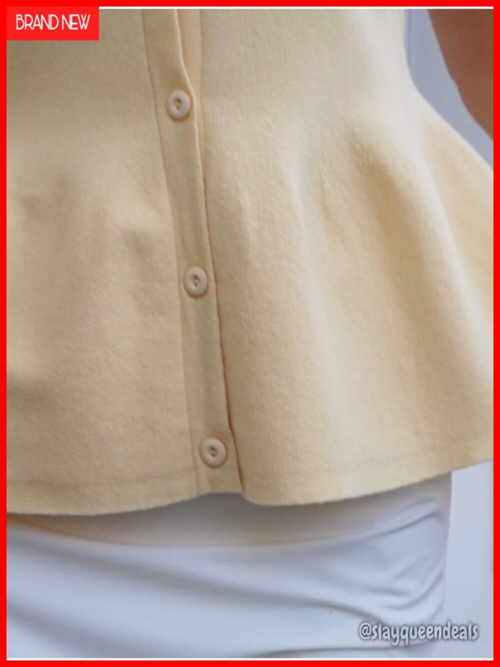Short Sleeve Babydoll Cardigan with Button Closure and Flare Hem - Picture 6 of 6